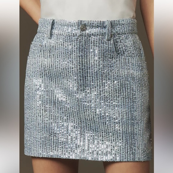 NWT WALTER BAKER Simone Sequin Straight Mini Skirt - Size 4 - Picture 2 of 9
